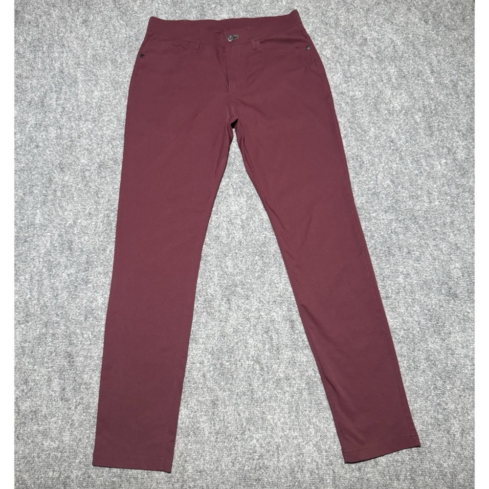 Public Rec Pants Men 30/34 Burgundy Microfiber Chino Straight Casual 32" Inseam